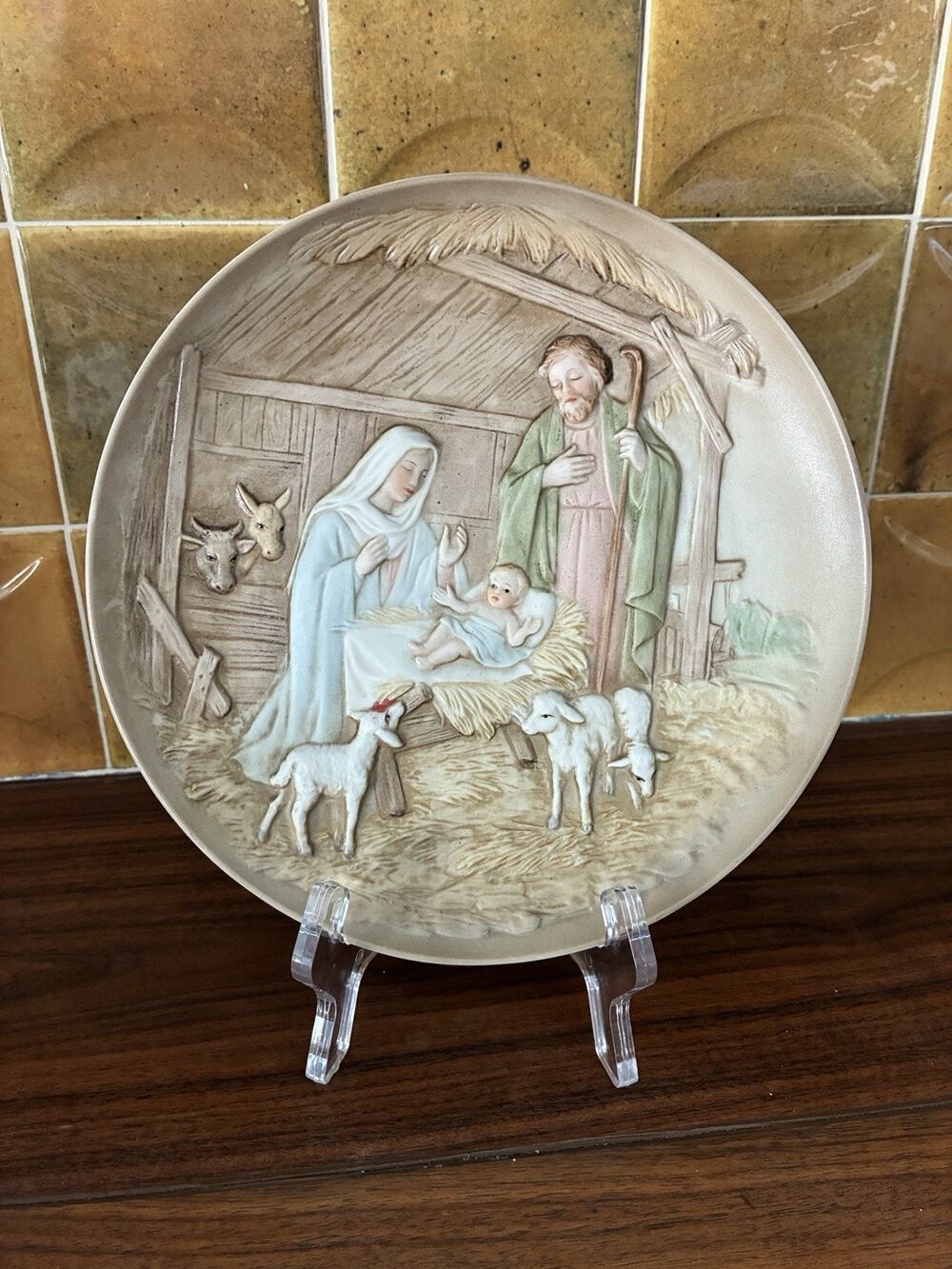 Vintage Homco Nativity Collectors Plate #5102 Raised Relief Christmas Holiday